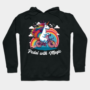 Padel with magic |  A unicorn riding a bicycle with a rainbow trail behind it Hoodie